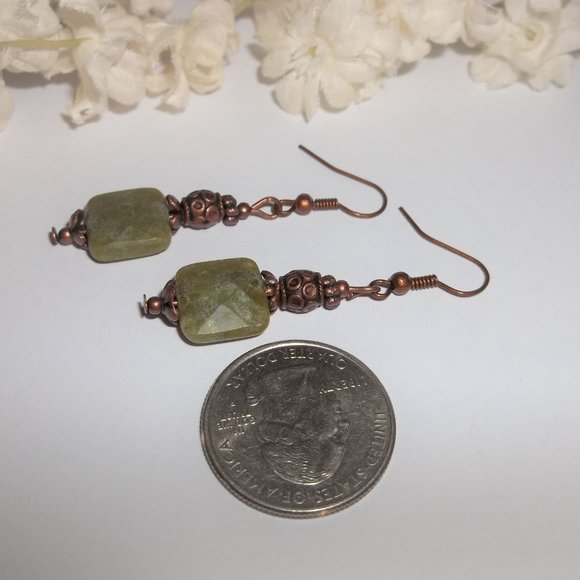 Boho Dangle Earring Set Green Red Copper Rustic Jewelry Gift Idea For Her 6724 - Picture 5 of 8
